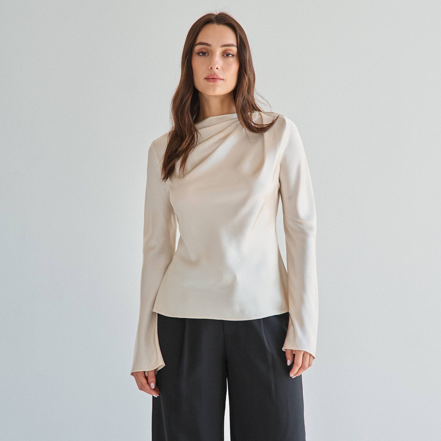 Declan draped satin blouse