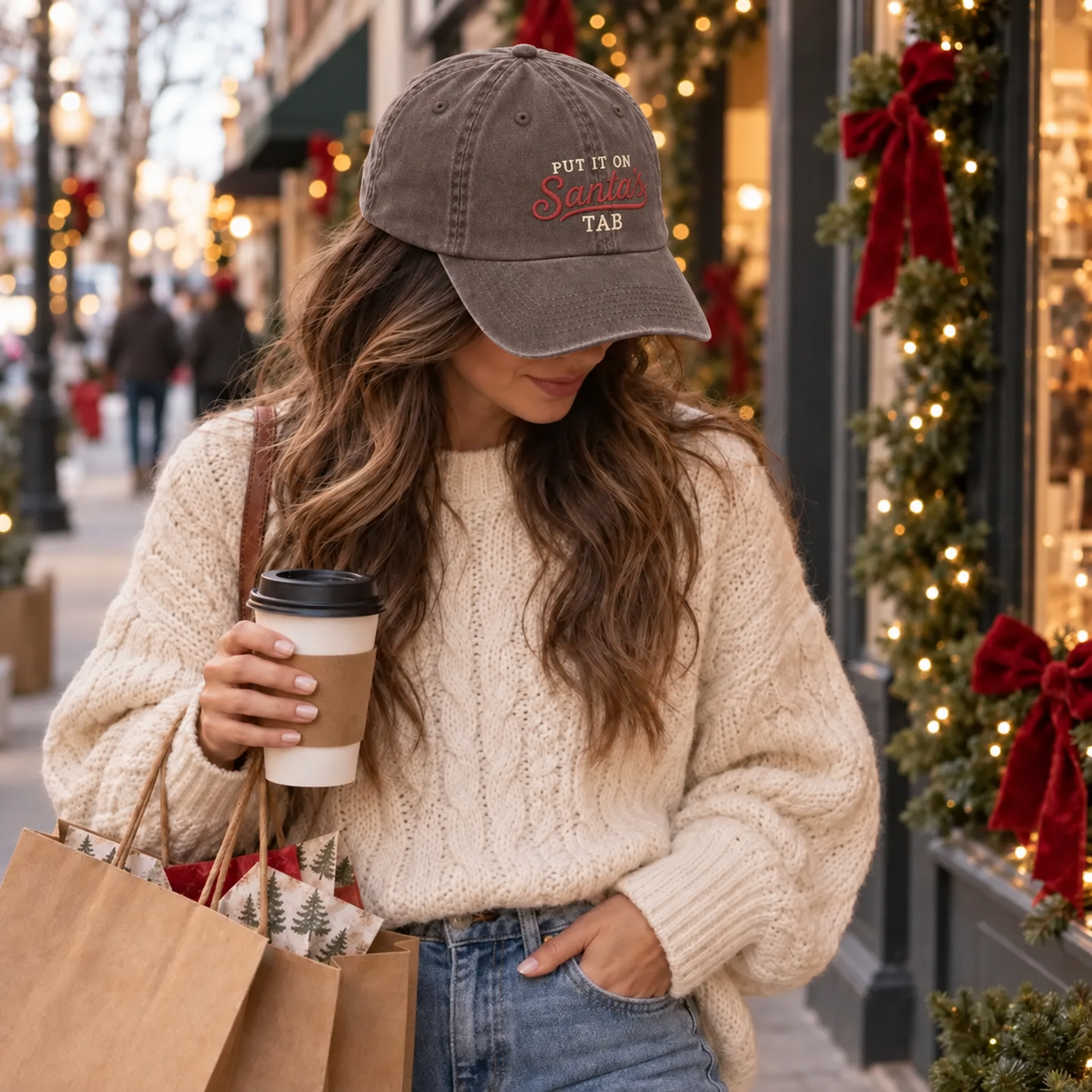 Put It on Santa’s Tab Embroidered Hat – Espresso