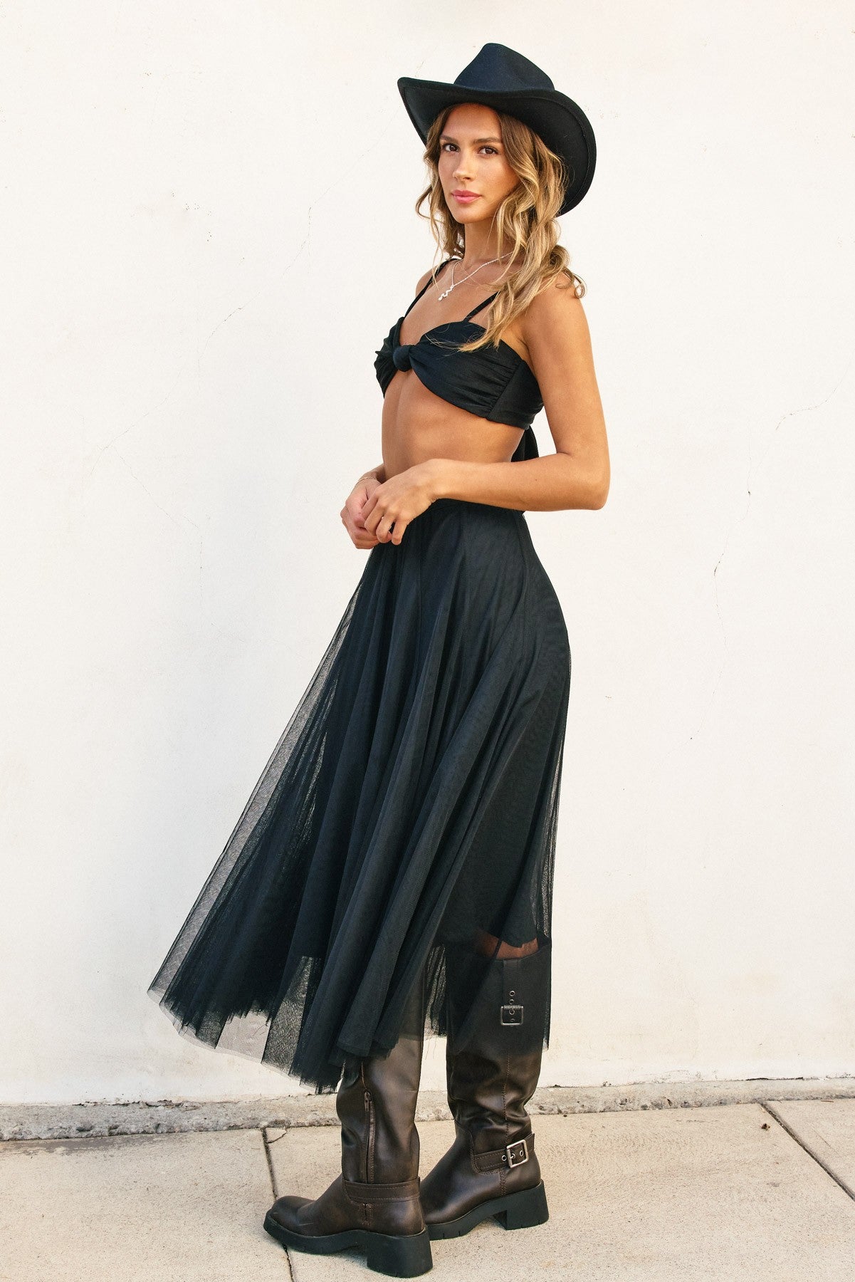 be free mesh panel midi skirt