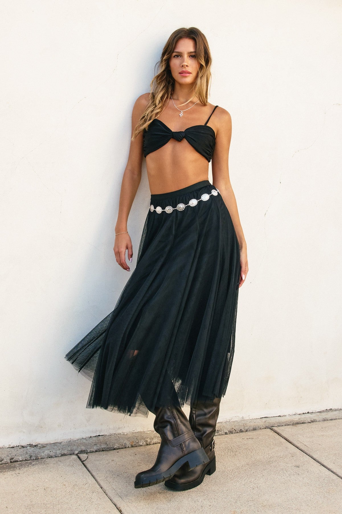 be free mesh panel midi skirt