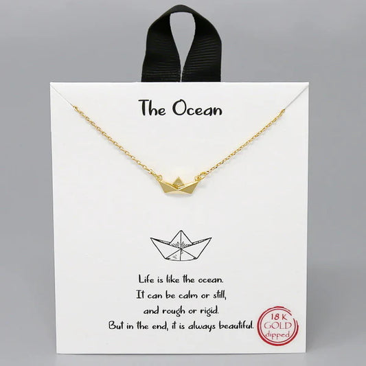 Paper Ship Pendant Necklace