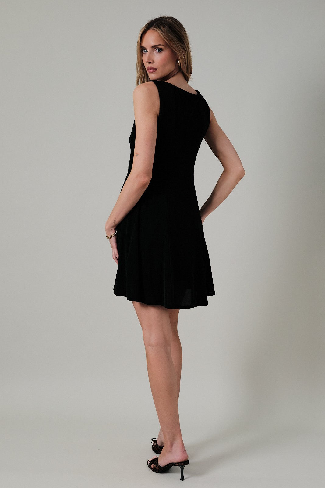 boat neck fit & flare mini dress
