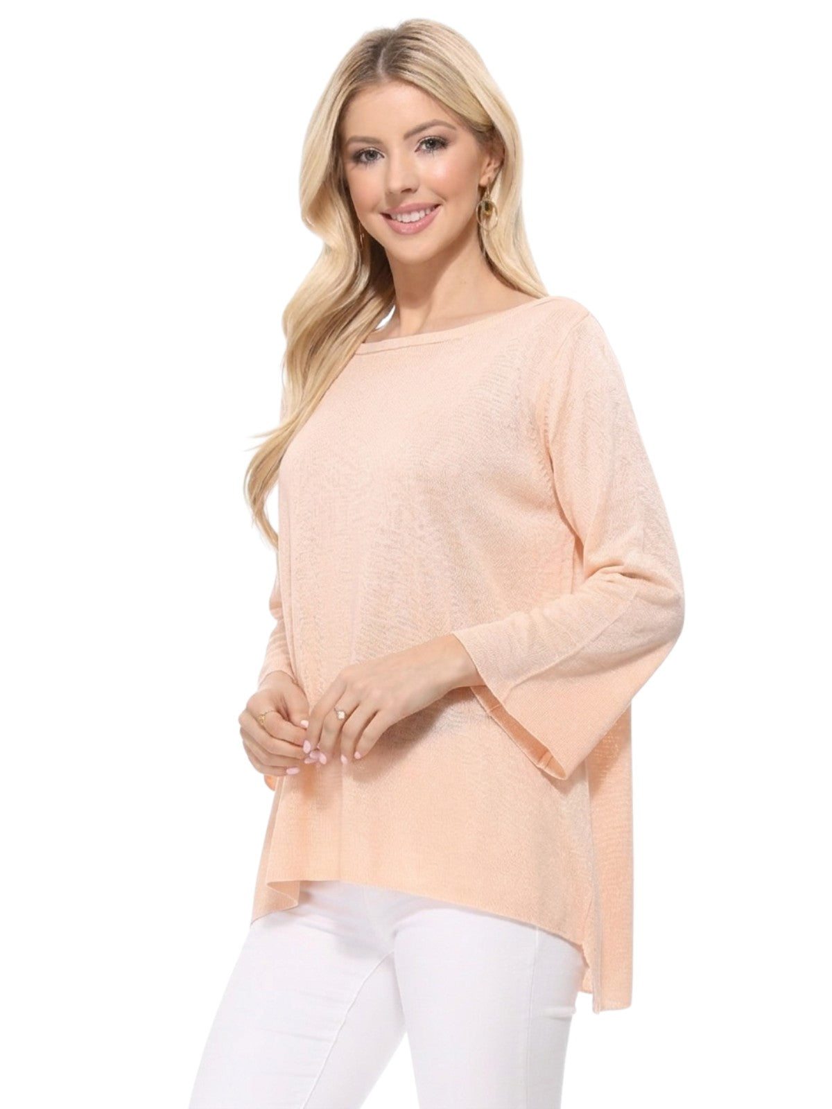 boat neck hi-low knit top