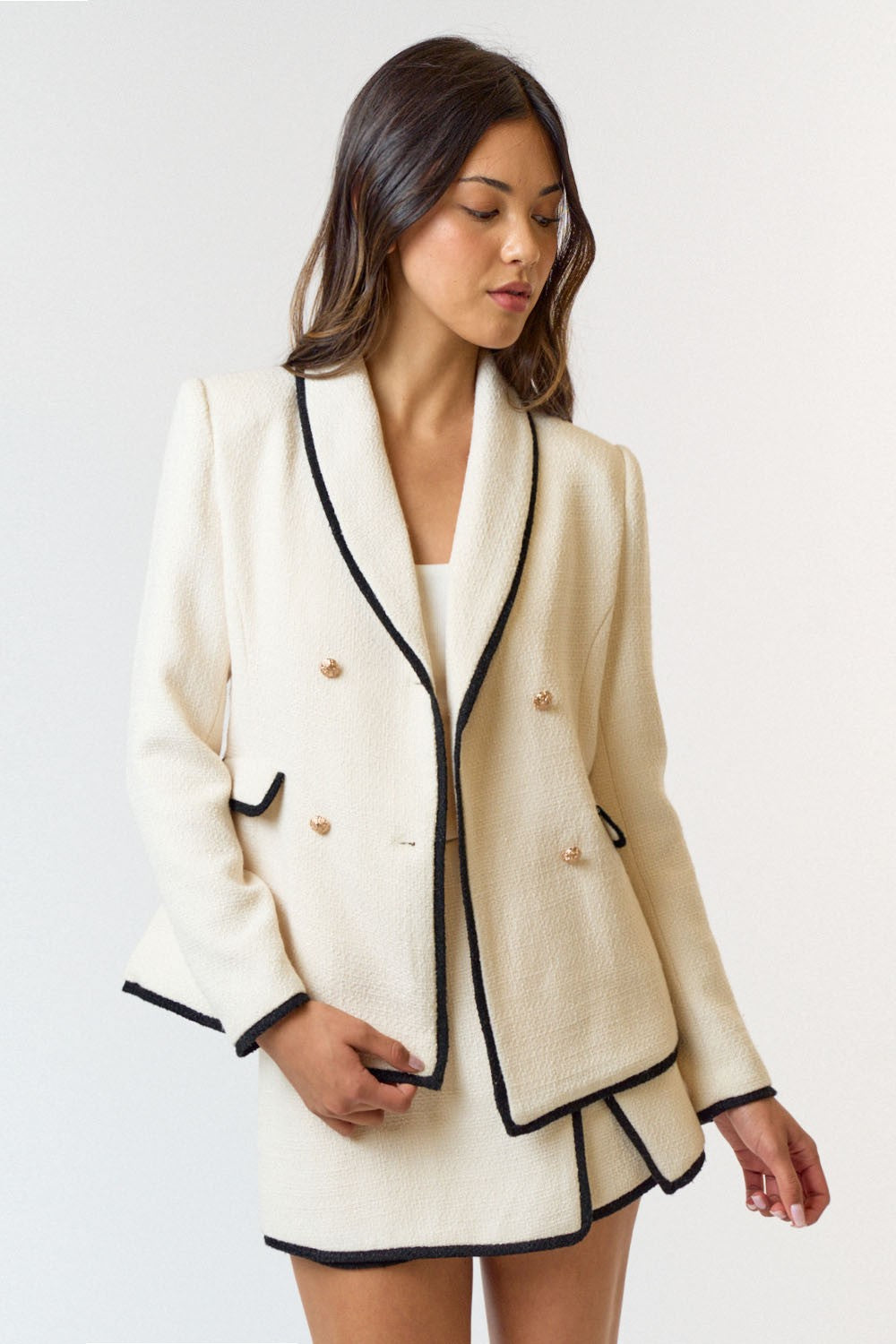 Contrast knit Boucle blazer