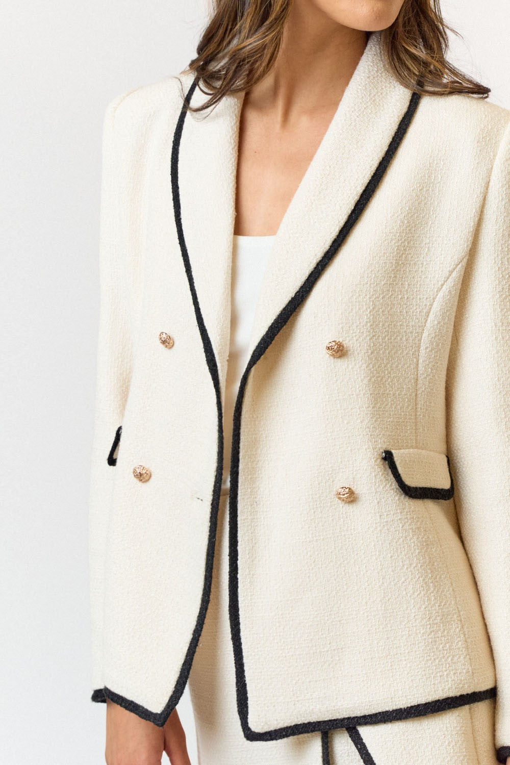 Contrast knit Boucle blazer