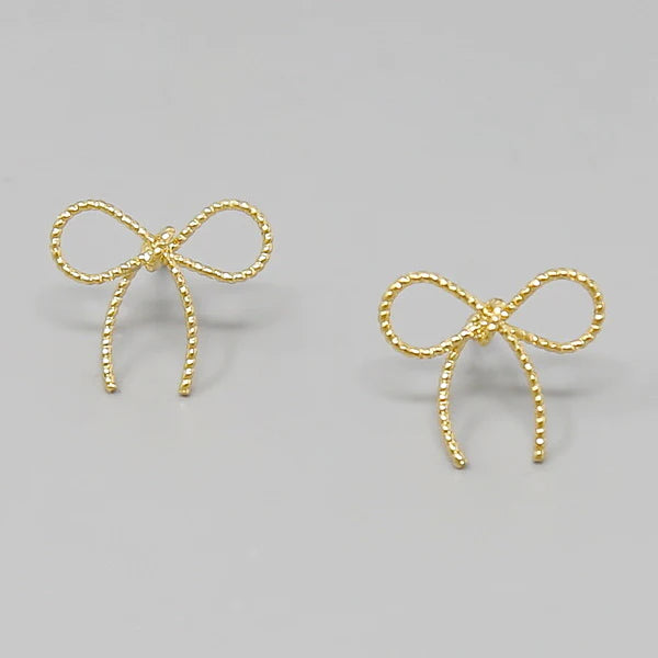 bow gold dipped metal stud earrings