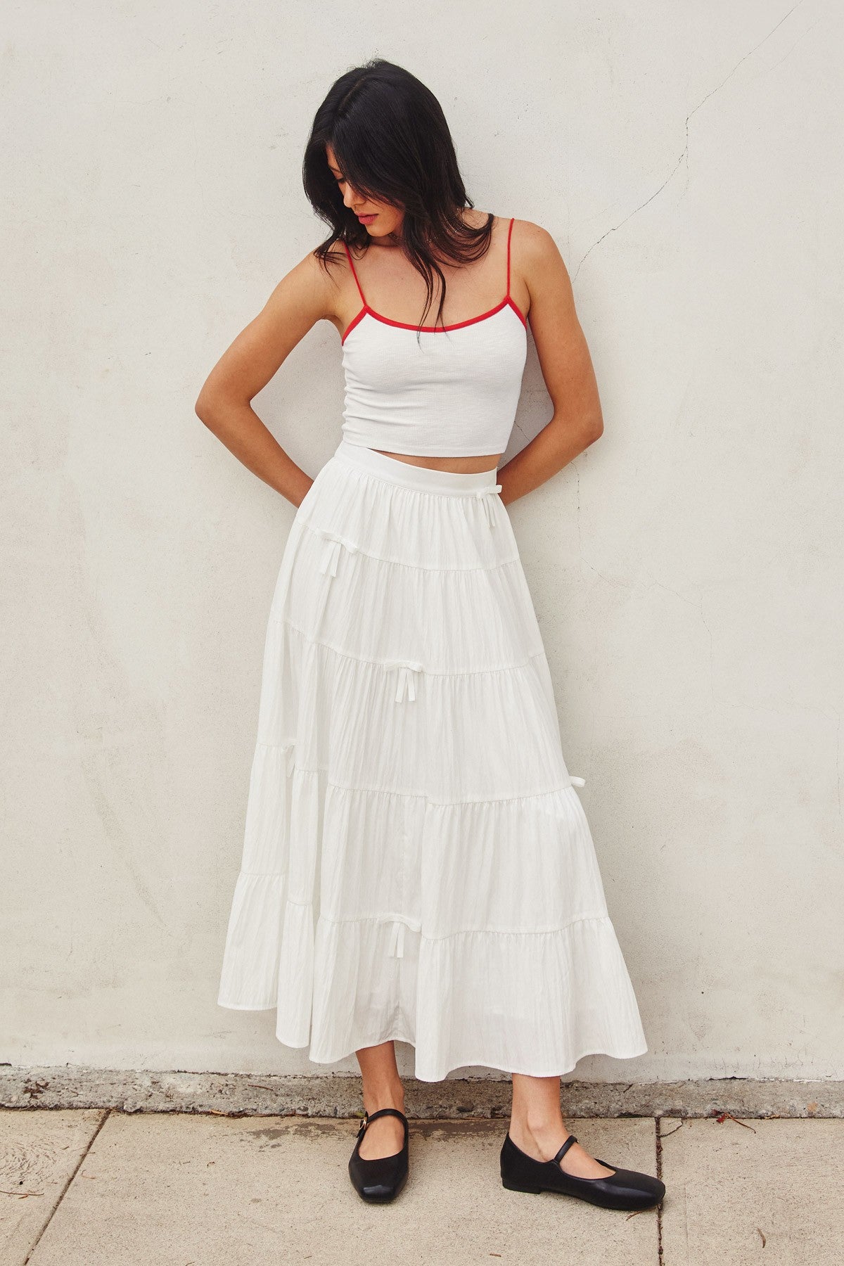 bow tie tiered skirt