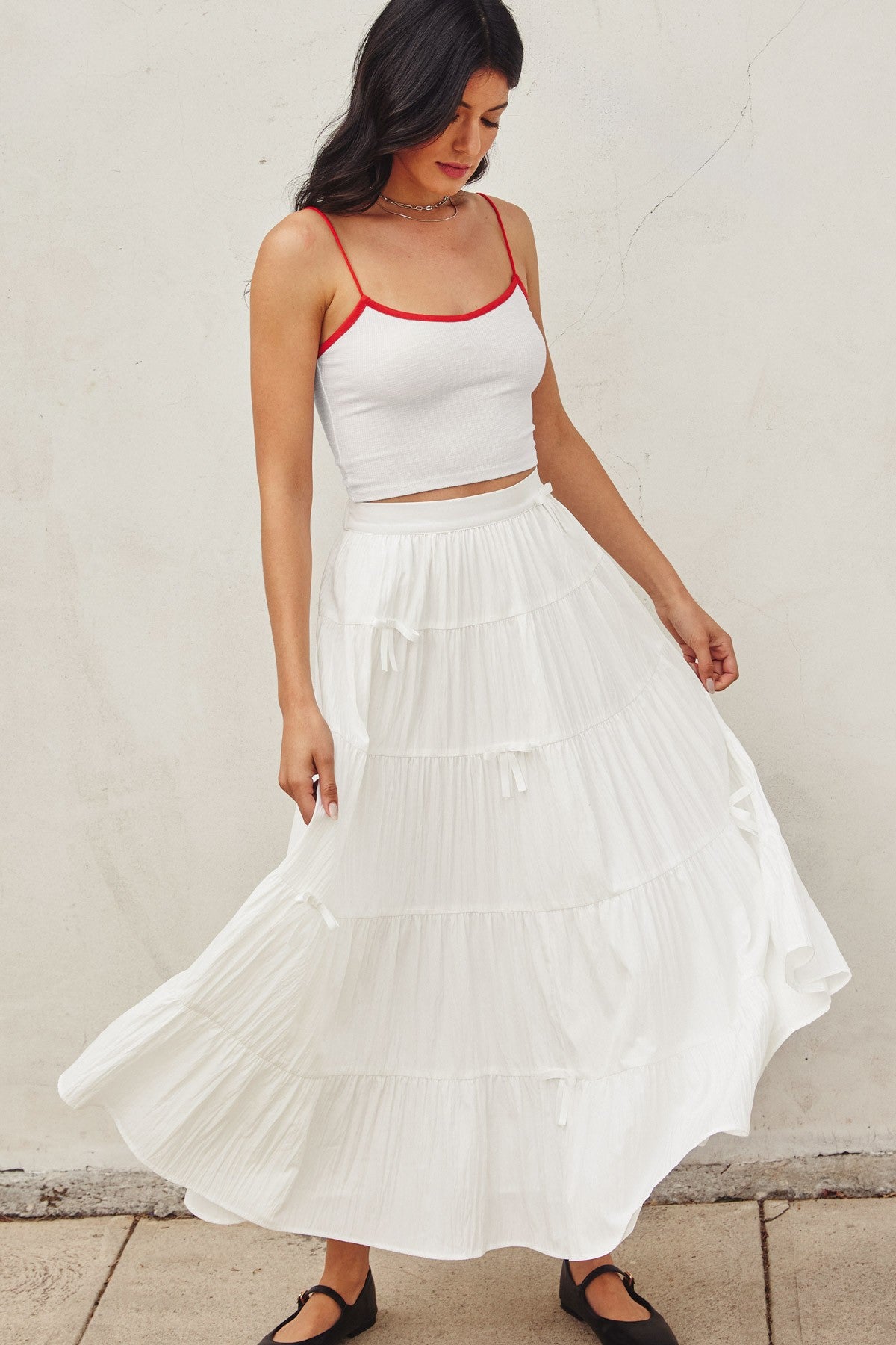 bow tie tiered skirt