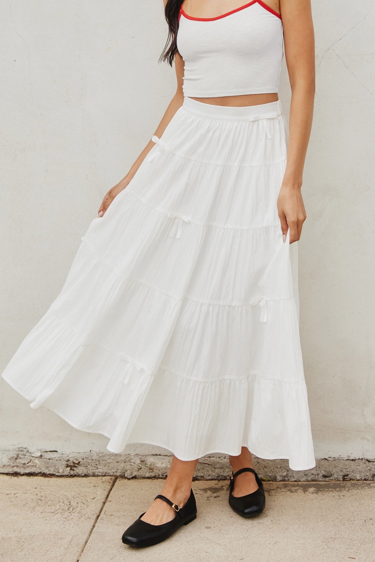 bow tie tiered skirt