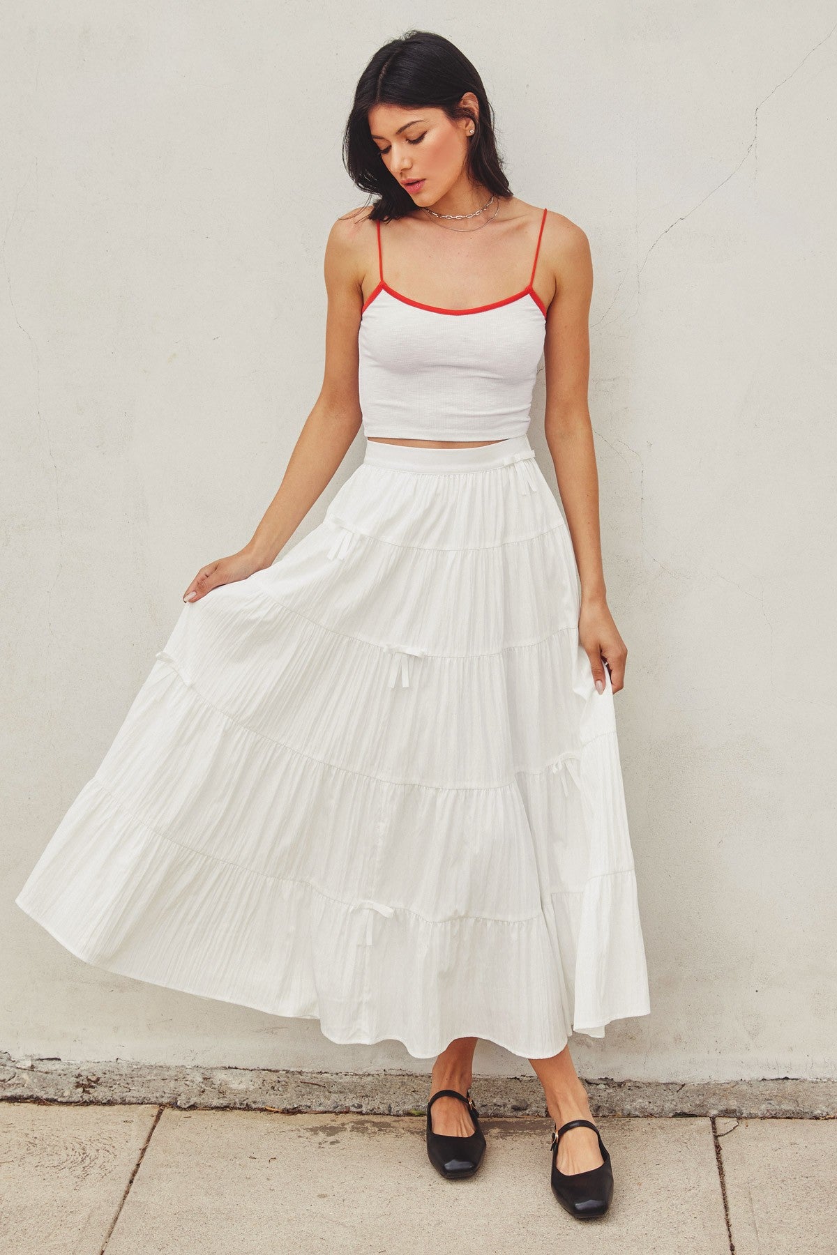 bow tie tiered skirt