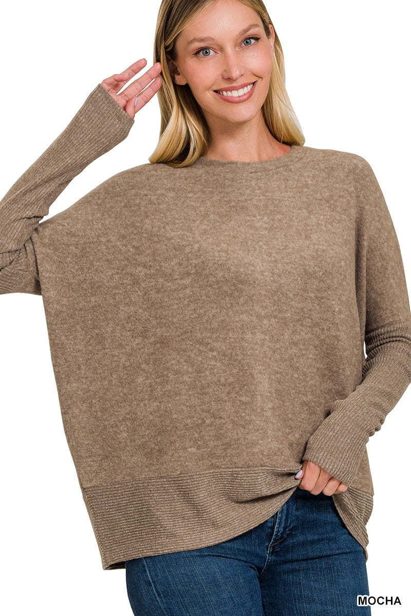 brushed melange hacci dolman sleeve sweater