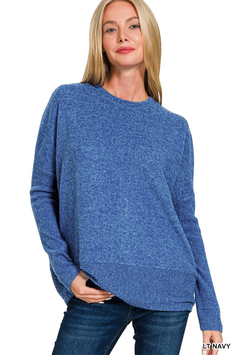 brushed melange hacci dolman sleeve sweater