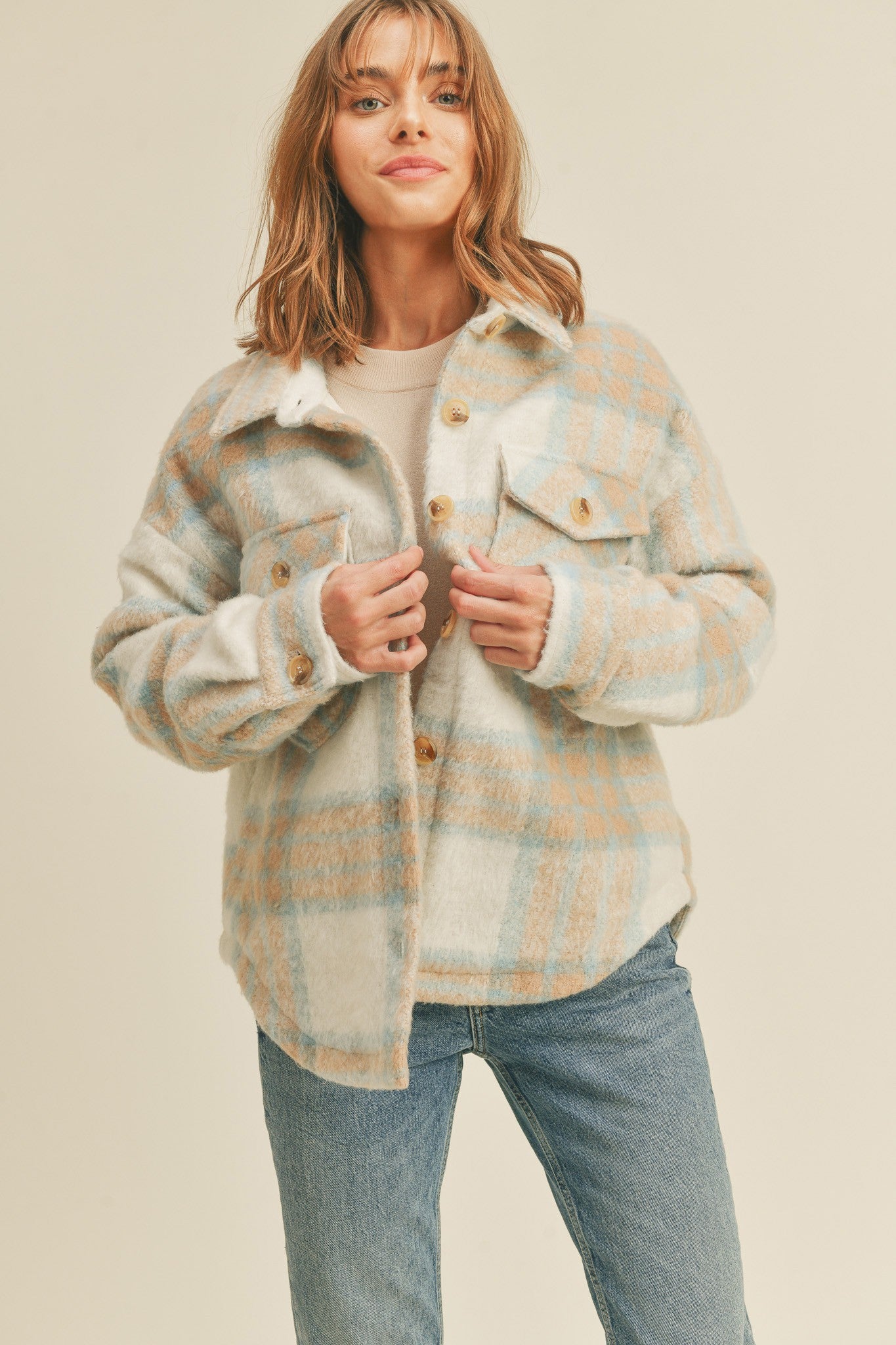 brushed plaid jacket