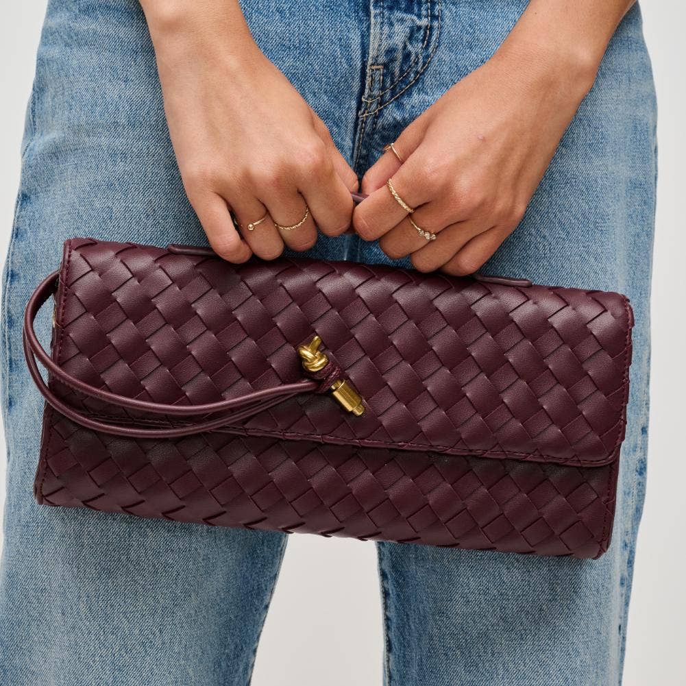 Ada Top Handle Woven East West Clutch Crossbody