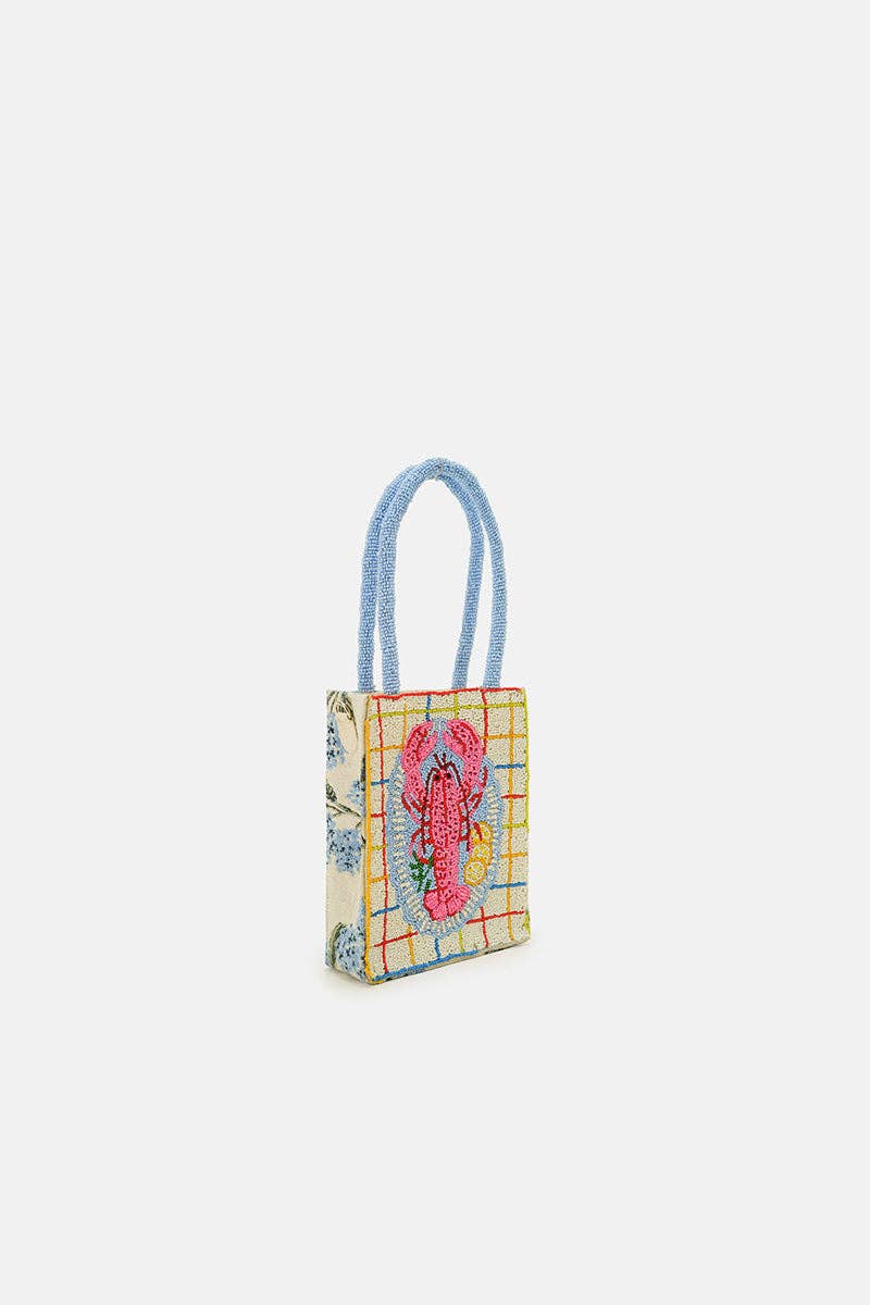 New England Lobster Beaded North South Tote