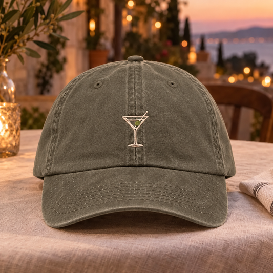 Martini Glass Embroidered Cocktail Hat – Olive