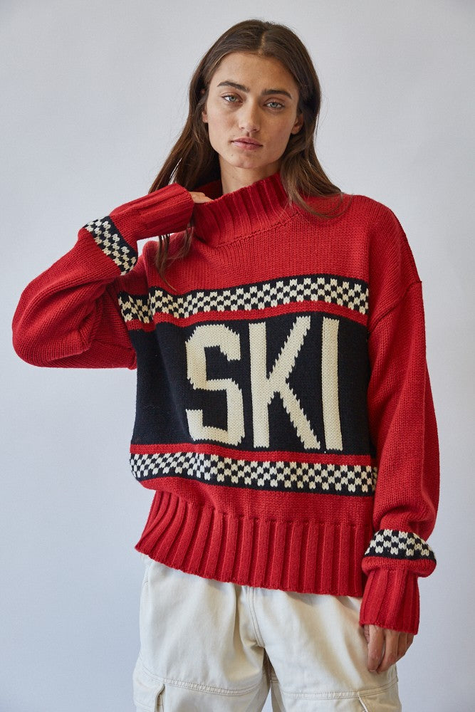 hit the slopes knit turtleneck sweater