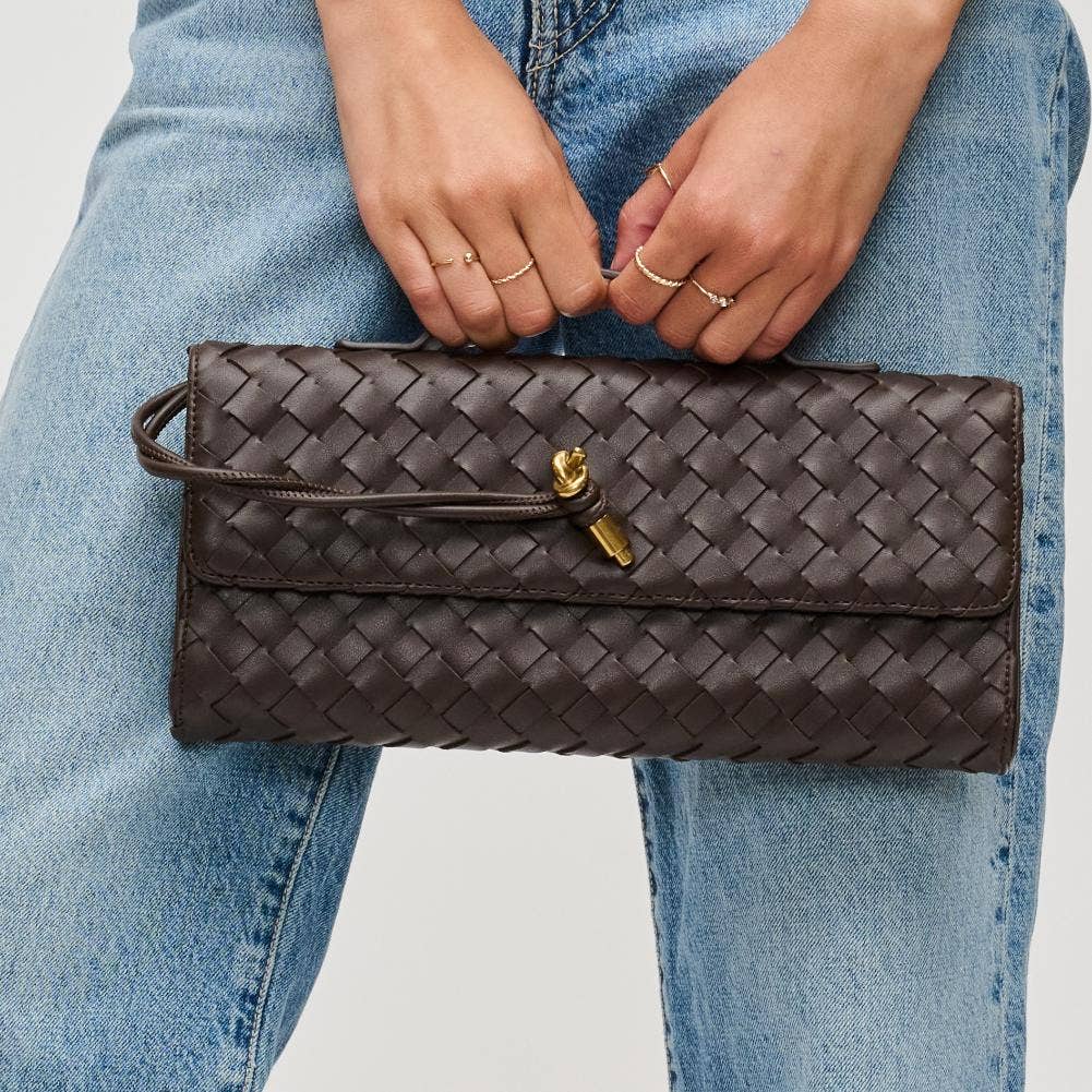 Ada Top Handle Woven East West Clutch Crossbody