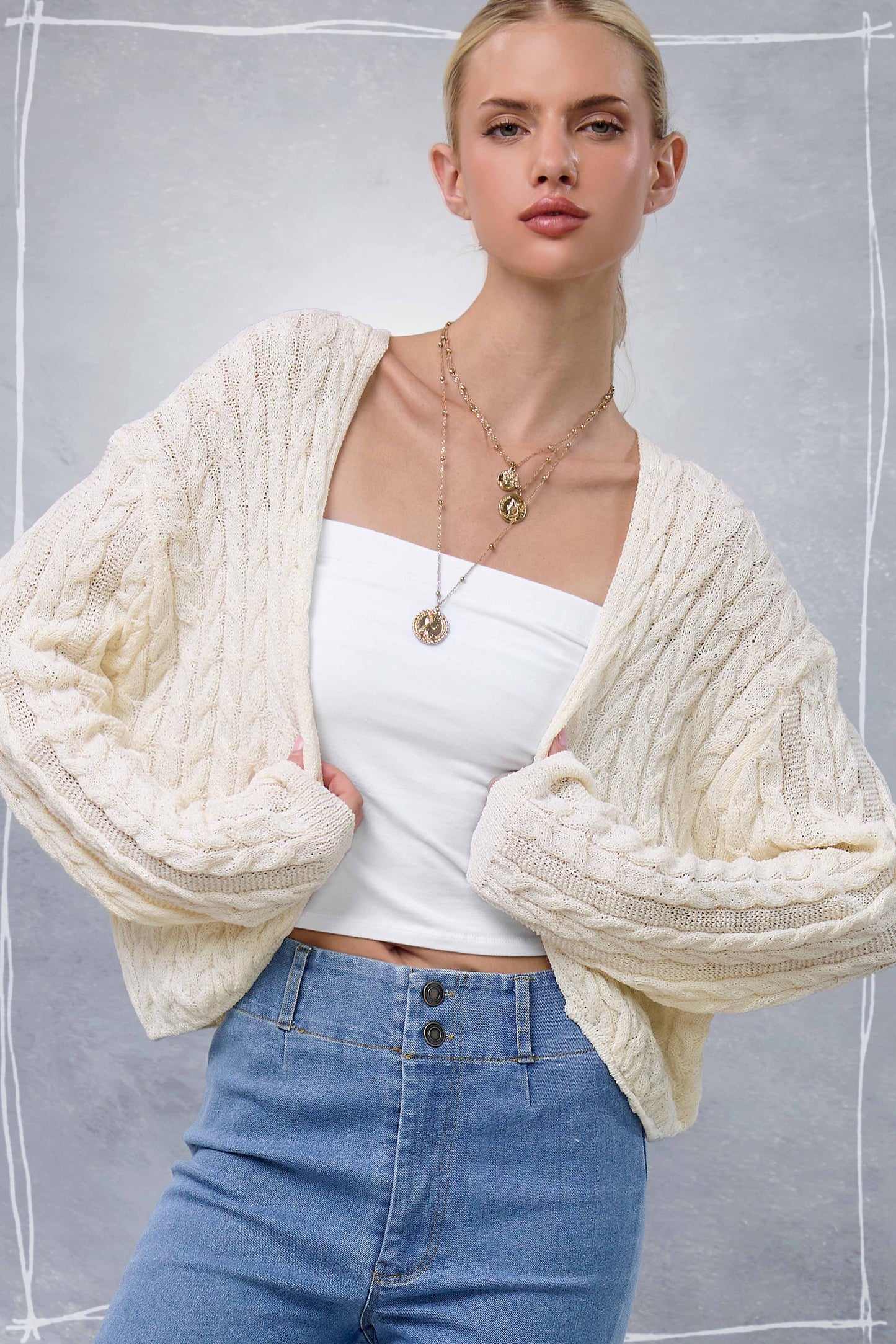 cable knit cocoon cardi