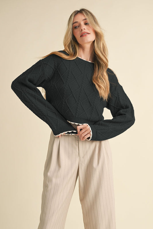 cable knit crop sweater