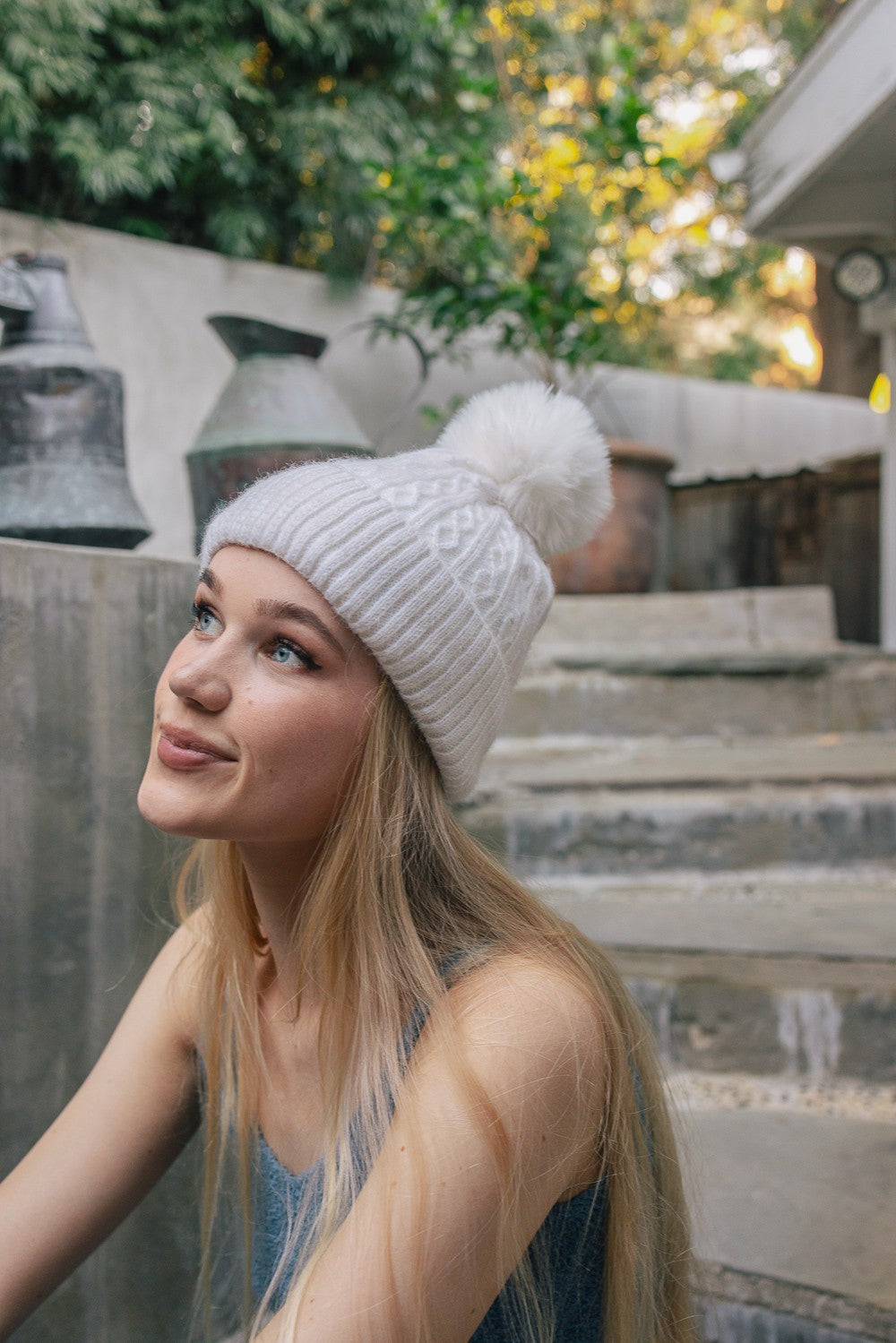 cable knit cuffed beanie