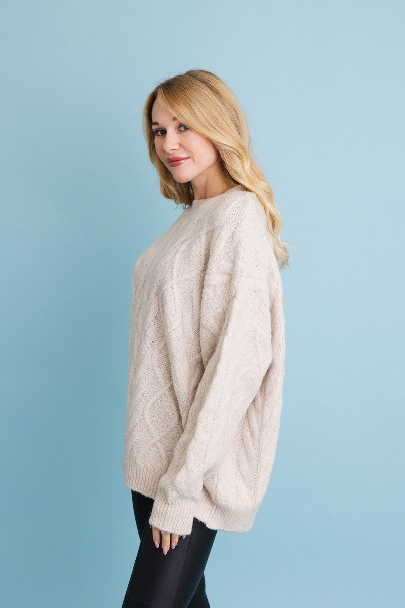 cable knit cutie oversized pullover