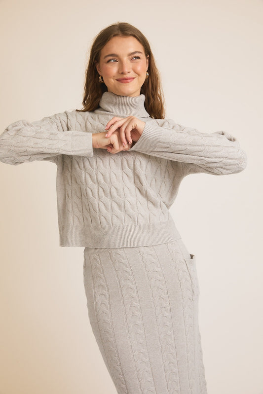 cable knit turtleneck top