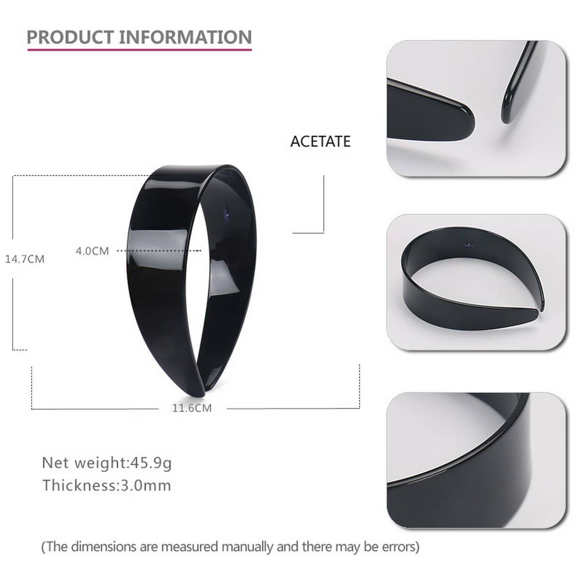 ACETATE 4CM WIDE TOOTH ANTI-SLIP HEADBAND