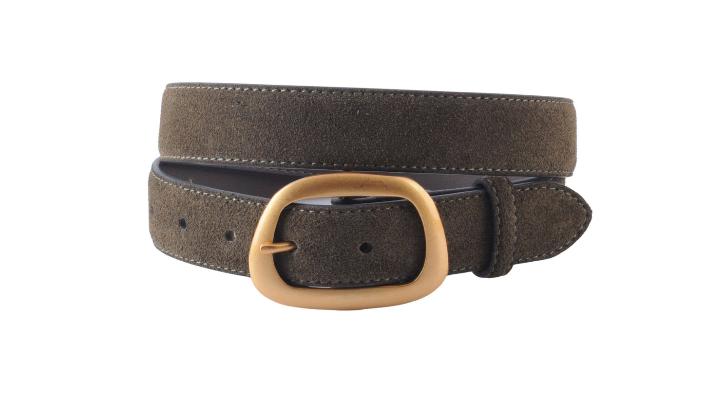 Suede Belt with Organic Shape Buckle