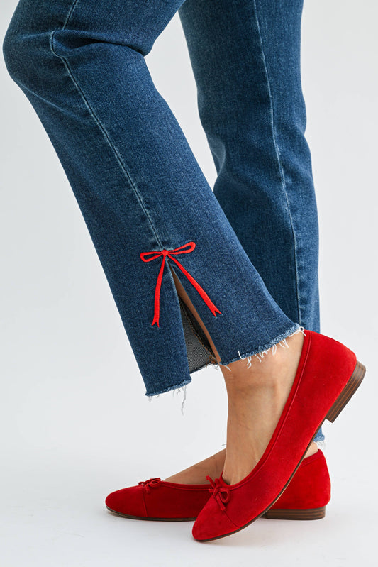 Red Bow Sliced Straight Jean