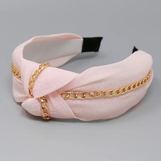 chain detail front knot headband