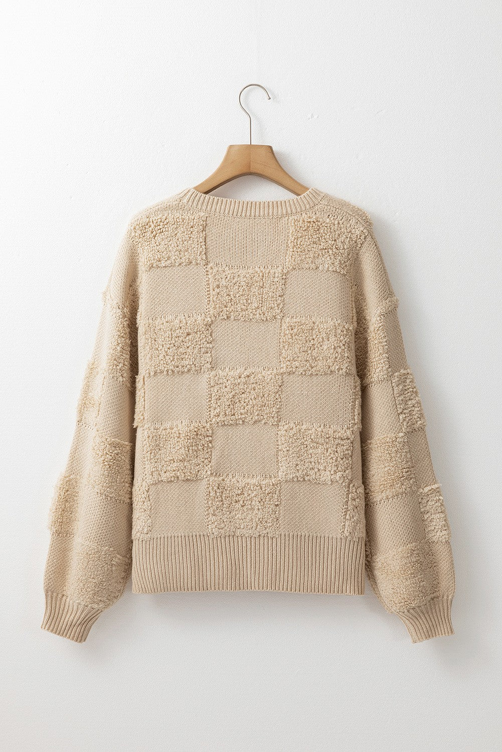 checkered sherpa loose sweater