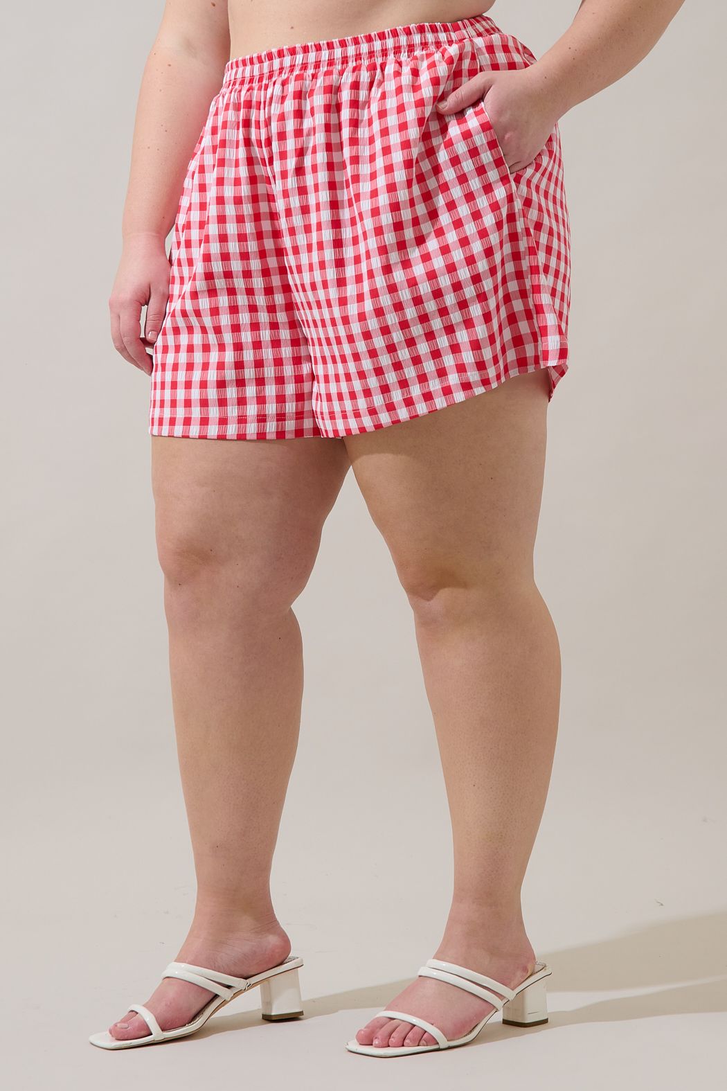 chelli checker high waisted shorts-curvy