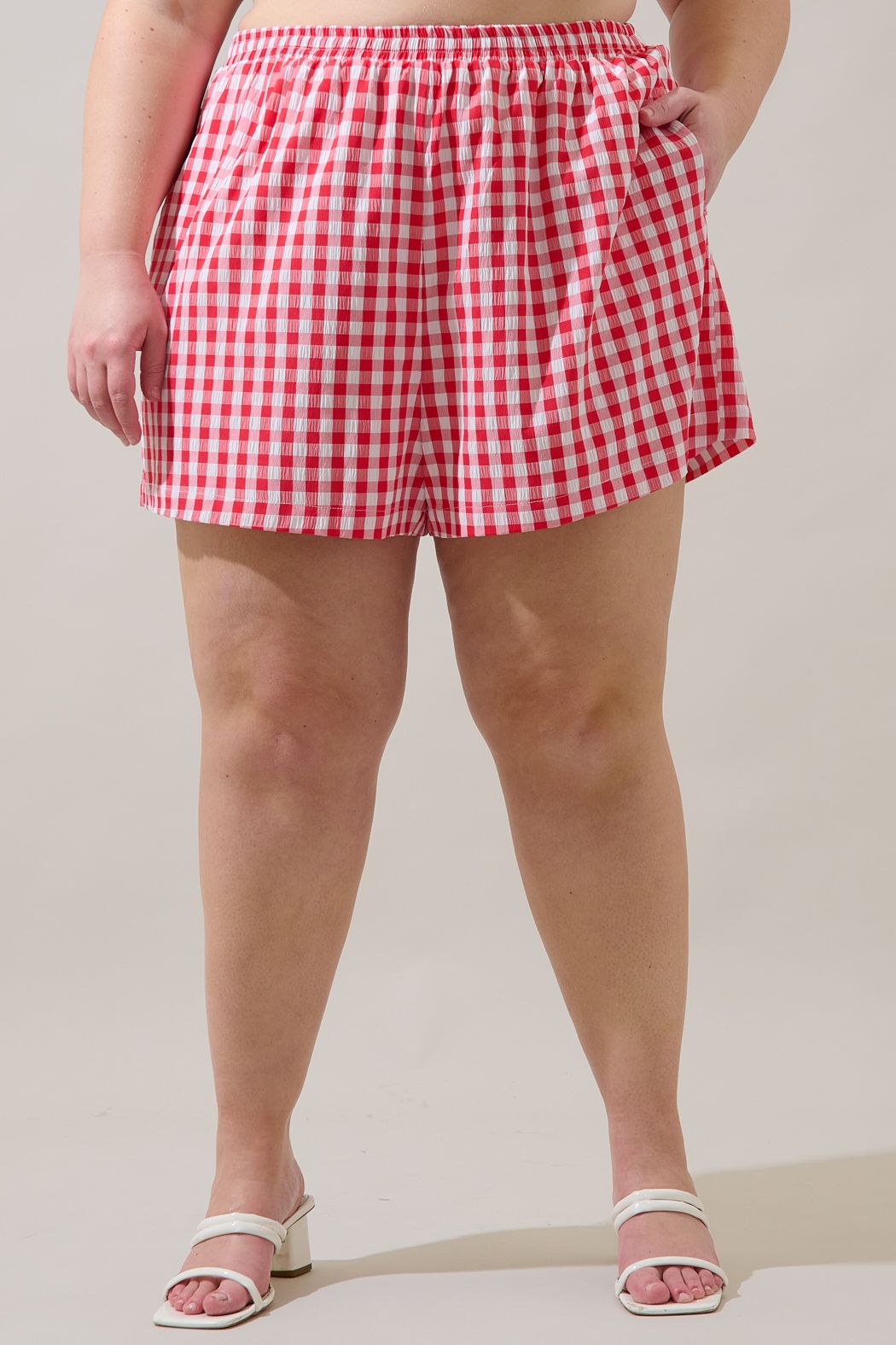 chelli checker high waisted shorts-curvy