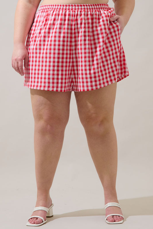 chelli checker high waisted shorts-curvy