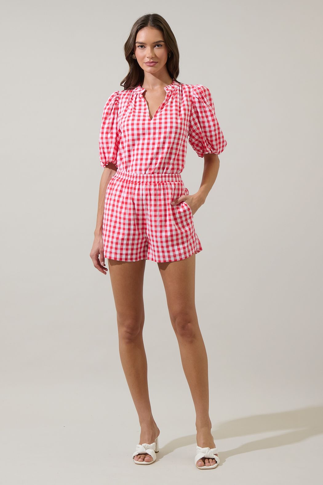 chelli checker high waisted shorts