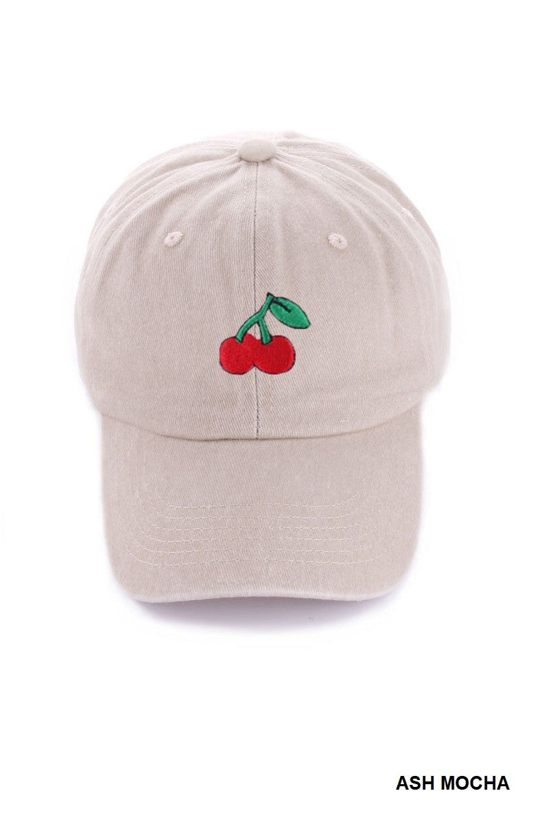 cherry embroidered cap