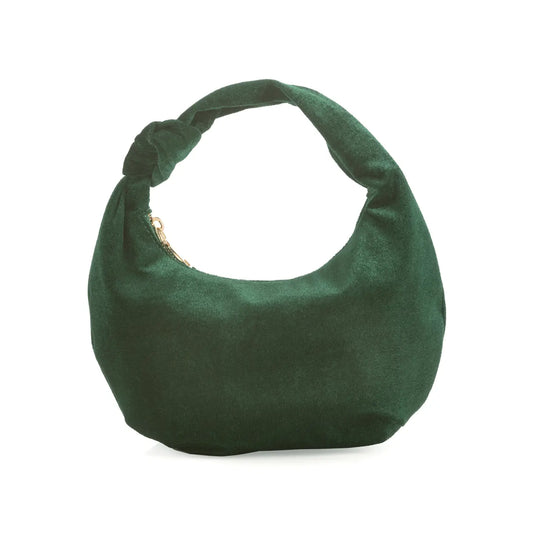 chrissy knotted velvet top handle bag