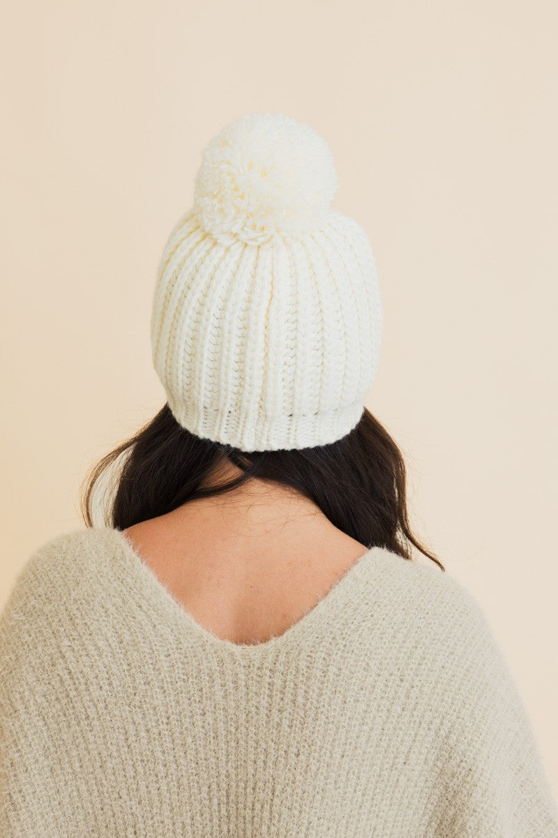 chunky cable knit pom beanie