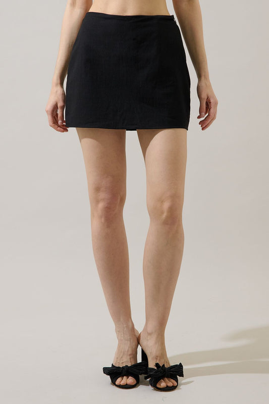 ciendra linen high waist mini skort