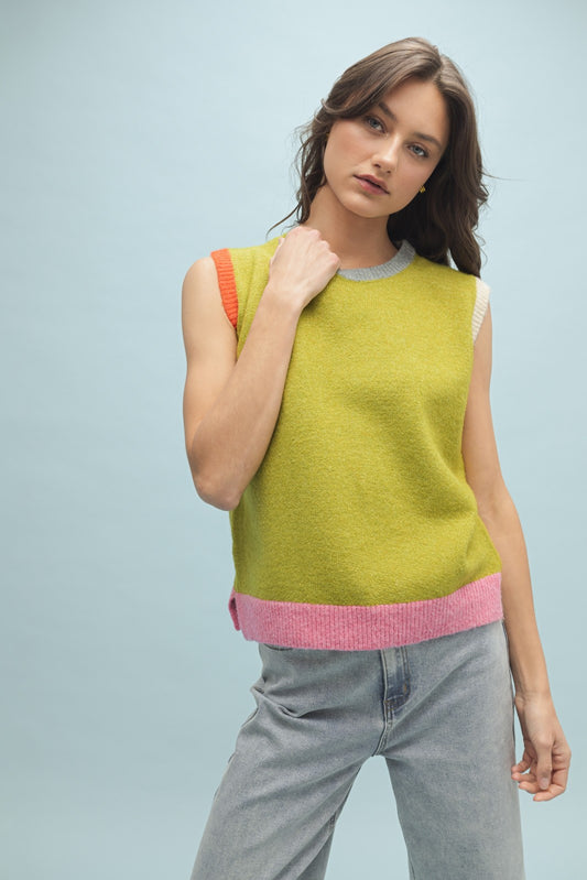 Color block sweater vest