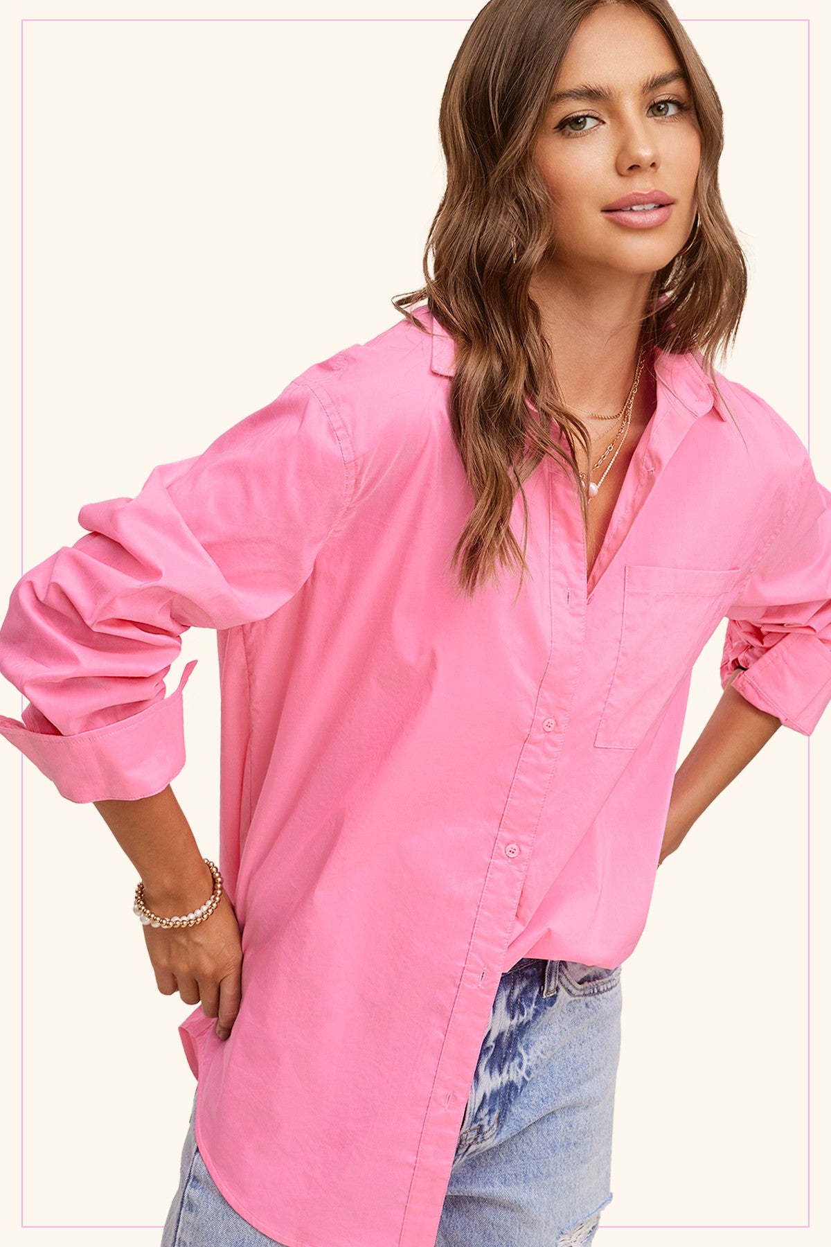 color me in cotton button down shirt