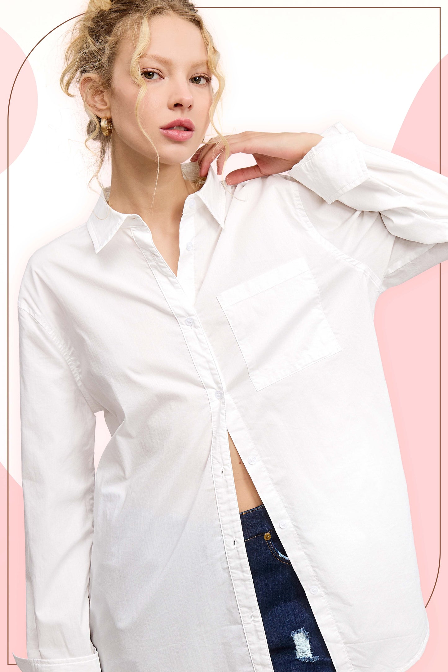color me in cotton button down shirt