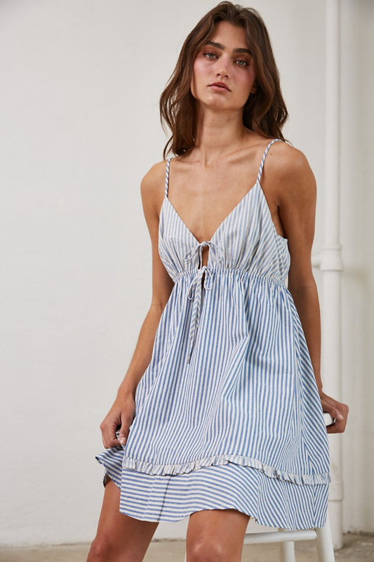 cottage stripe mini dress