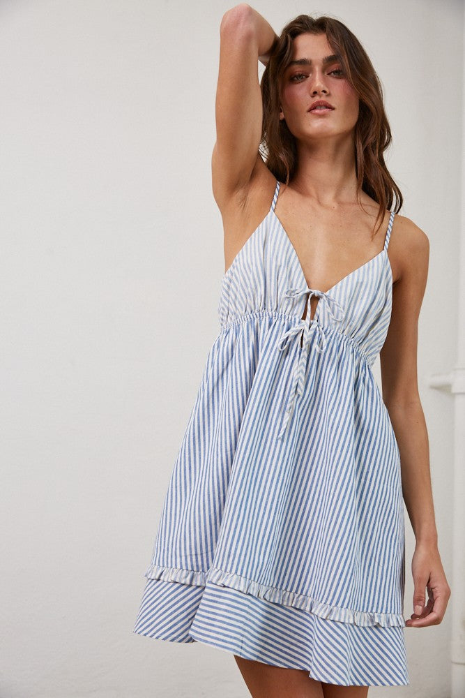 cottage stripe mini dress