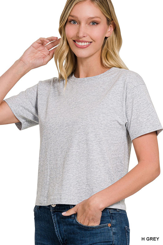 cotton crew neck cropped tee