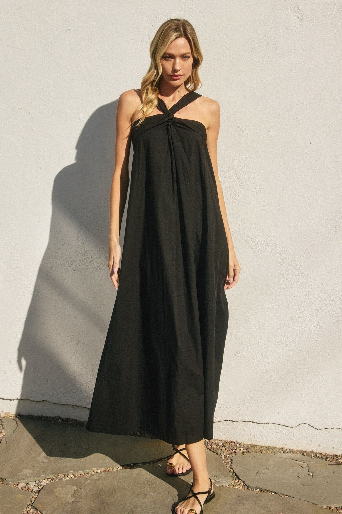 cotton halter neck maxi dress