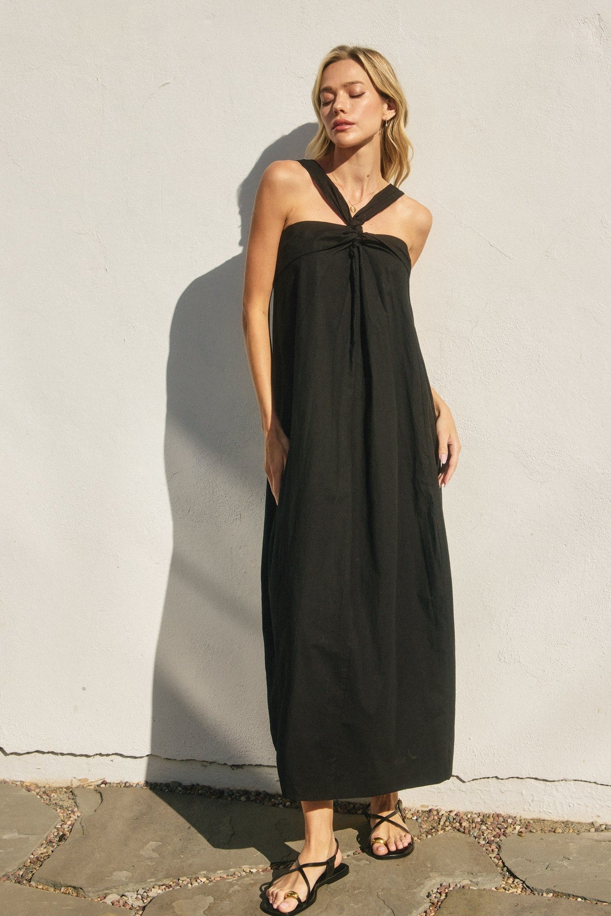 cotton halter neck maxi dress