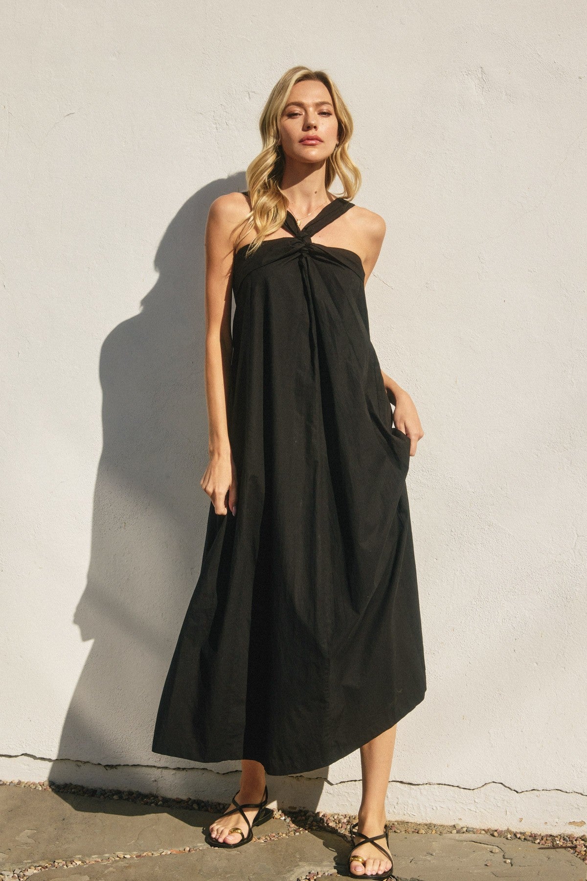 cotton halter neck maxi dress