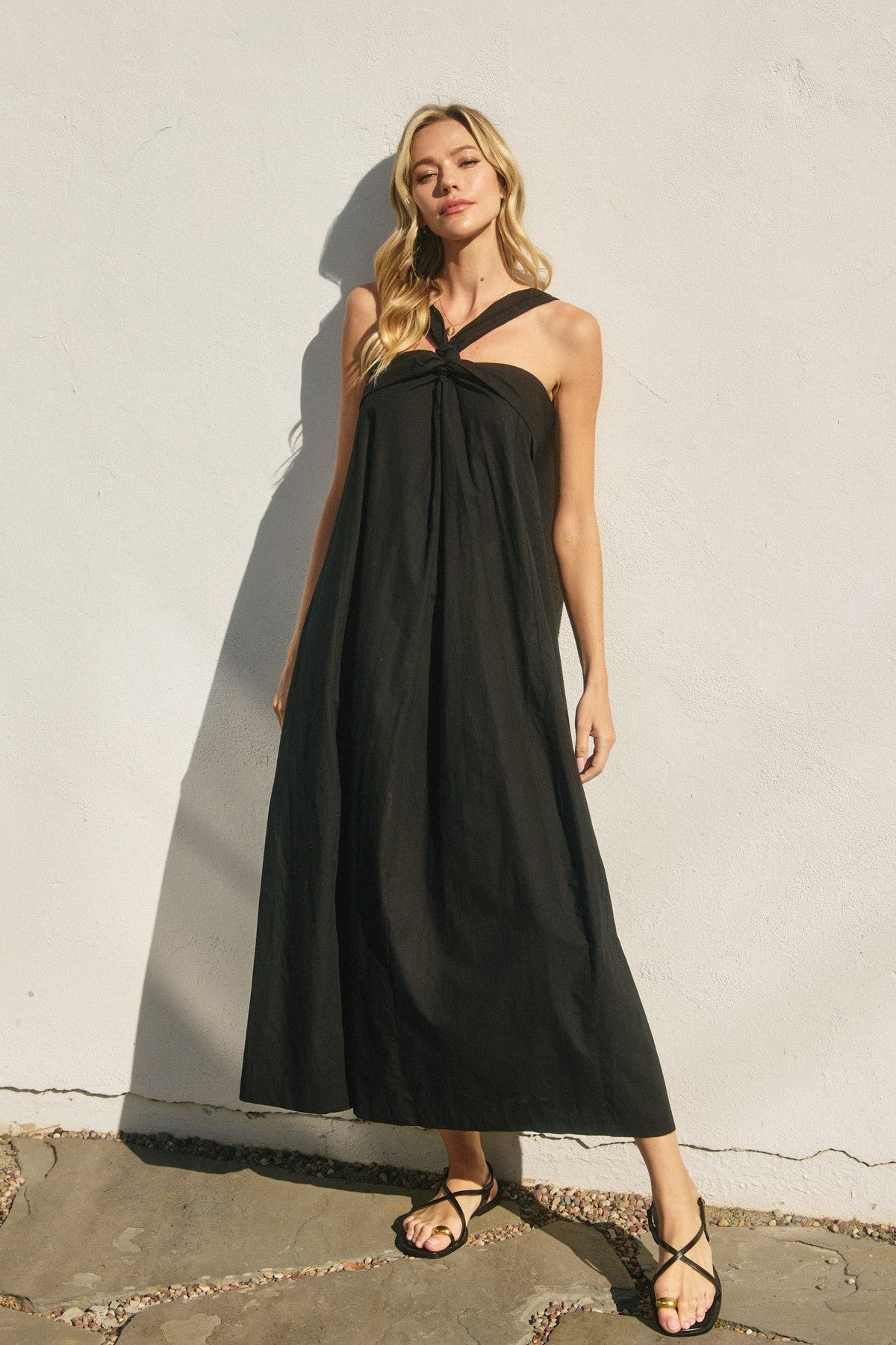 cotton halter neck maxi dress